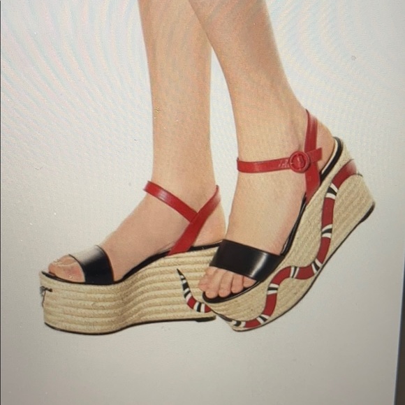 Gucci black red snake platform espadrilles sandal - Picture 5 of 5